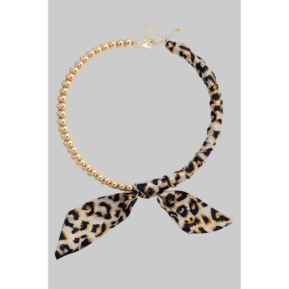 NEW CANVAS STYLE women's maia ball bead scarf necklace in leopard
